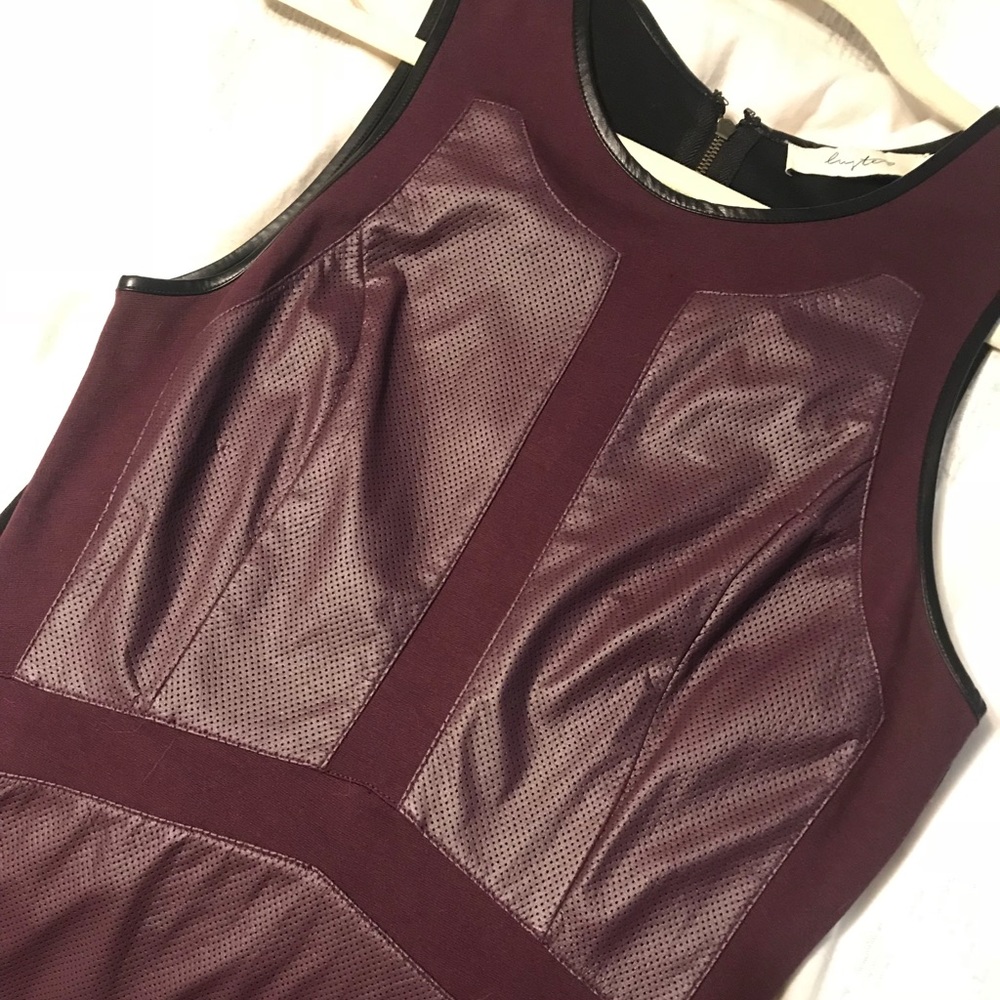 Purple faux leather mini dress